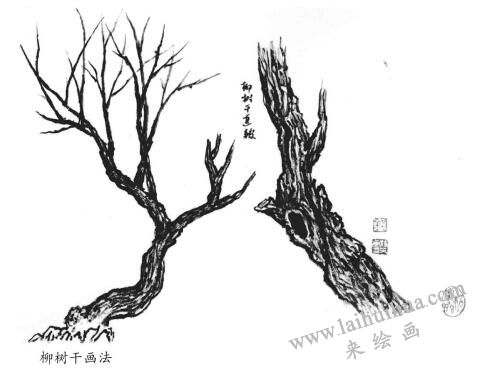 柳樹(shù)干畫(huà)法