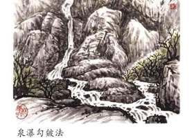 山水畫泉瀑的勾皴畫法