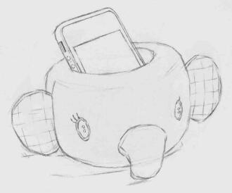 大象玩偶手機托素描畫法步驟03