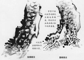 山水國畫松樹干的畫法