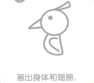 啄木鳥的身體和翅膀，簡筆畫
