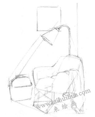 臥室素描畫(huà)線稿畫(huà)法步驟02