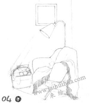 臥室素描畫(huà)線稿畫(huà)法步驟04