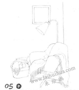 臥室素描畫(huà)線稿畫(huà)法步驟05