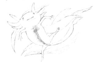 六角恐龍的素描鋪大色畫(huà)法步驟01