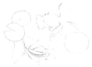 碟尾金魚素描鋪大色畫法步驟01