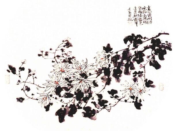 團扇菊花的畫法步驟范例三