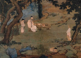 仇英《右軍書扇圖軸》欣賞