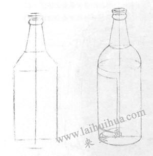 瓶子（酒瓶）的素描畫法步驟01、02