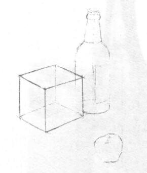 三個(gè)靜物組合素描畫法步驟01