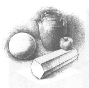 四個靜物組合素描畫法步驟03