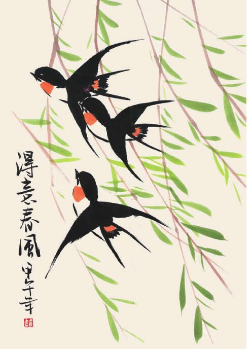 燕子兒童國(guó)畫(huà)