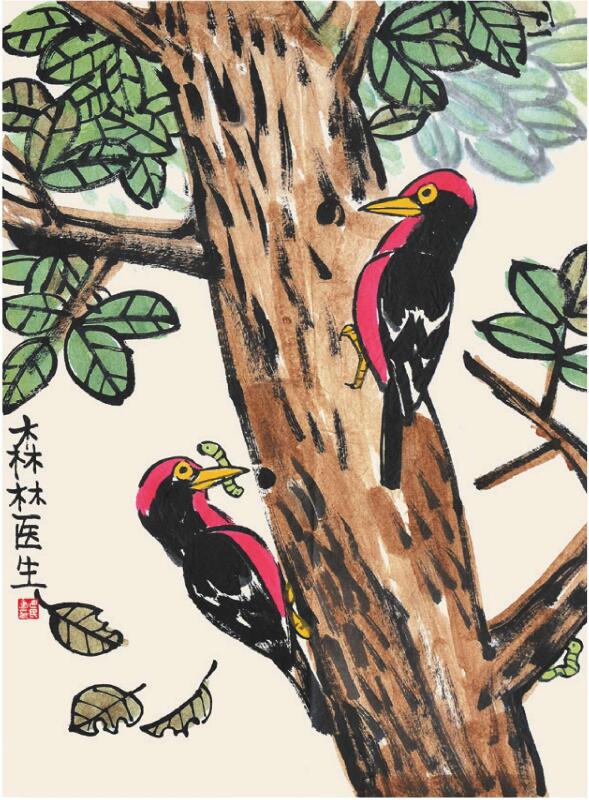 啄木鳥兒童國(guó)畫