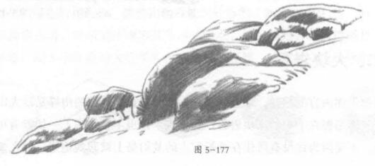 風(fēng)景素描中大塊巖石的素描畫法03