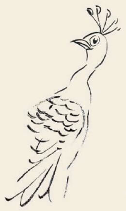 孔雀兒童國(guó)畫畫法步驟03