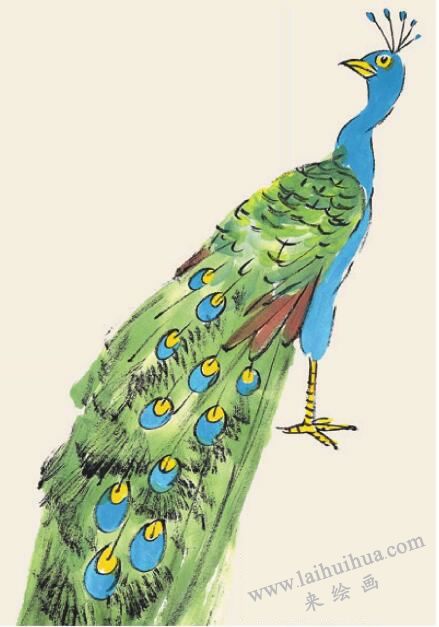 孔雀兒童國(guó)畫