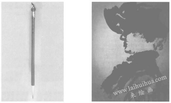 戴帽女子，毛筆素描
