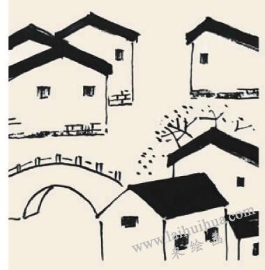 水鄉(xiāng)春色兒童國(guó)畫畫法步驟03