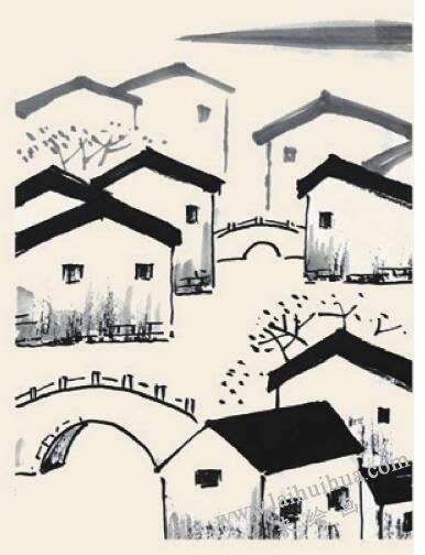 水鄉(xiāng)春色兒童國(guó)畫