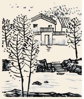 山村秋色兒童國畫