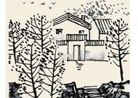 山村秋色兒童國畫