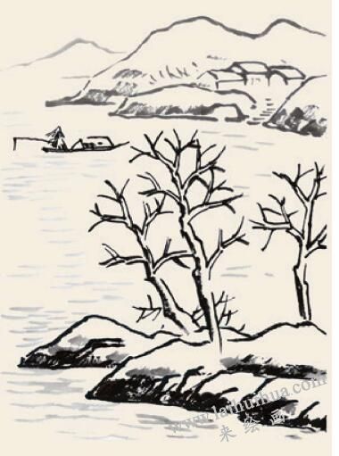 獨(dú)釣寒江雪兒童國(guó)畫