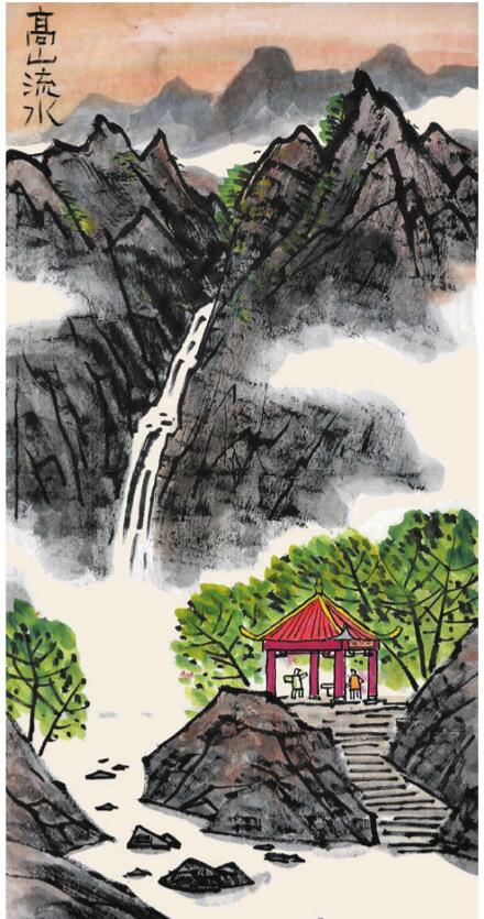 高山流水兒童國(guó)畫