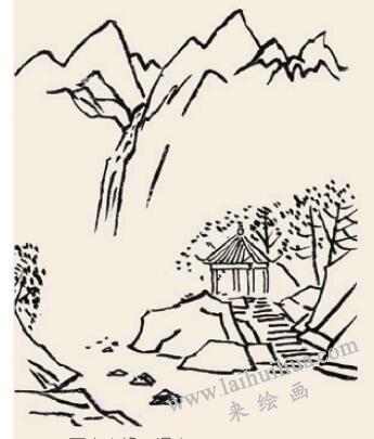 高山流水兒童國(guó)畫畫法步驟03