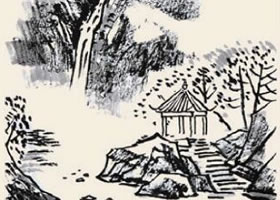 高山流水兒童國畫