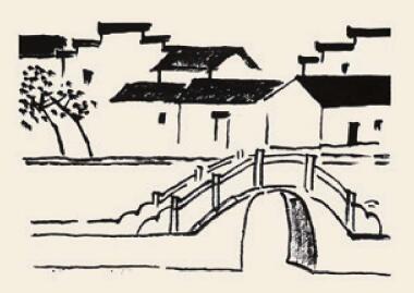 南湖橋影兒童國(guó)畫(huà)畫(huà)法步驟03