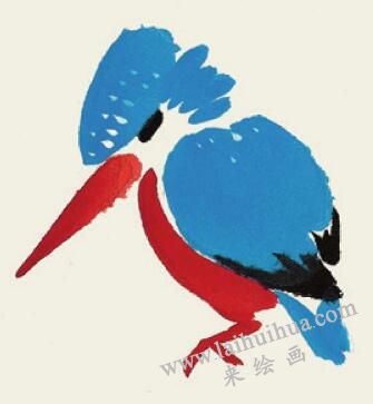 翠鳥兒童國畫