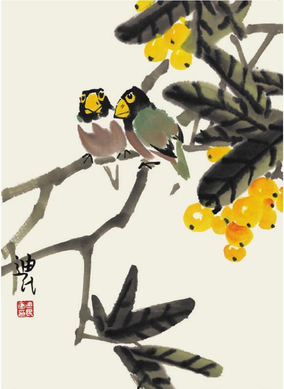 蠟嘴鳥(niǎo)兒童國(guó)畫(huà)