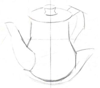不銹鋼水壺素描畫(huà)法步驟01