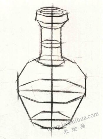 長頸陶瓶結(jié)構(gòu)素描作畫步驟02