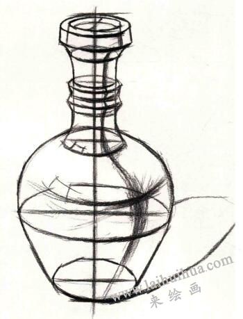 長頸陶瓶結(jié)構(gòu)素描作畫步驟03