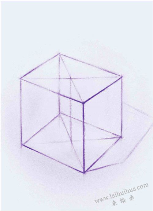 《石膏正方體》素描作畫步驟01