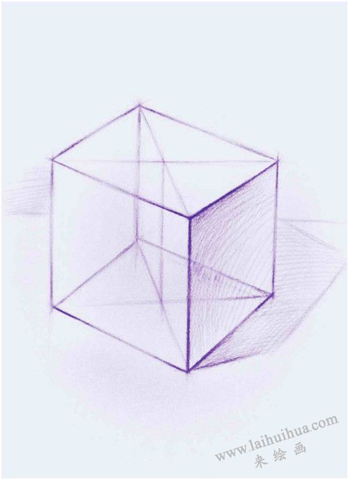 《石膏正方體》素描作畫步驟02