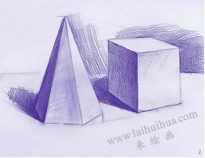 六棱錐體和正方體素描表現(xiàn)步驟02