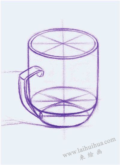 《白瓷杯》素描作畫步驟01