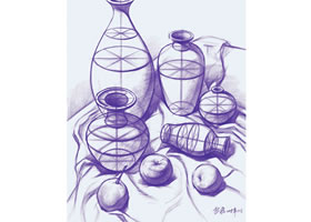 器皿組合素描結(jié)構(gòu)畫(huà)法