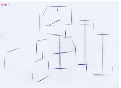 幾何體組合素描的結(jié)構(gòu)畫法步驟01