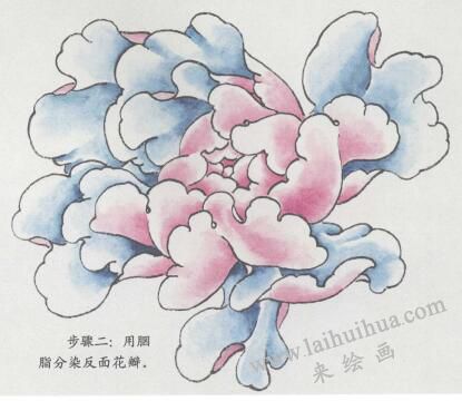 國畫紫牡丹花畫法步驟02