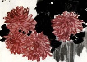 齊白石國畫菊花作品代表作:《菊石圖》