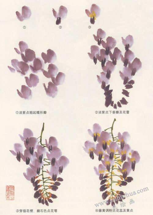 藤蘿花國(guó)畫畫法，紫藤國(guó)畫