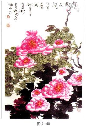 國(guó)畫(huà)牡丹花頭，積色法