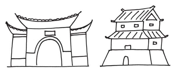 東方建筑物風(fēng)景簡(jiǎn)筆畫