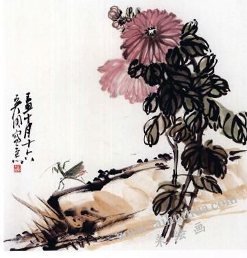 國(guó)畫(huà)菊花的范畫(huà)練習(xí)步驟04，范畫(huà)五