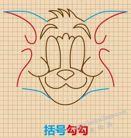 湯姆貓（Tom）簡(jiǎn)筆畫畫法步驟06