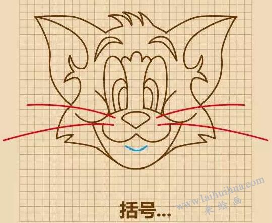湯姆貓（Tom）簡(jiǎn)筆畫畫法步驟09