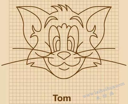 湯姆貓（Tom）簡(jiǎn)筆畫畫法步驟10